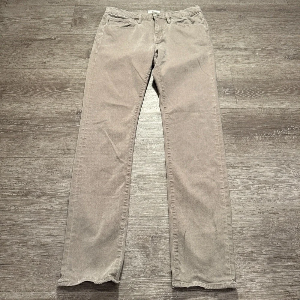 Frame Pants Mens 32 Beige Slim Straight L'homme Lyocell Rayon Blend Casual 32x32